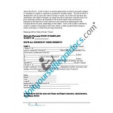 Bill of Sale of Boat Vessel - Maryland (Sold with Warranty)